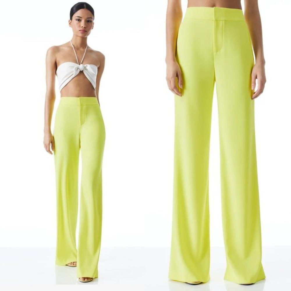 Alice + Olivia Deanna Yellow High Waisted Bootcut Pants - Size 10